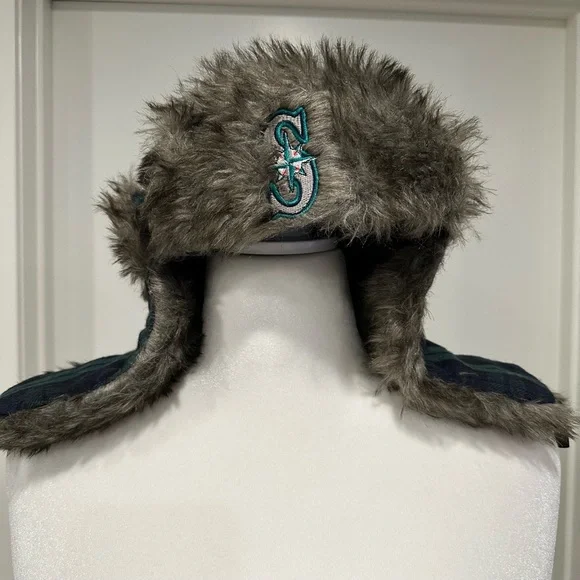 Melonwear Seattle Marines Faux Fur Trapper Hat Quilted Lining - Picture 2 of 7